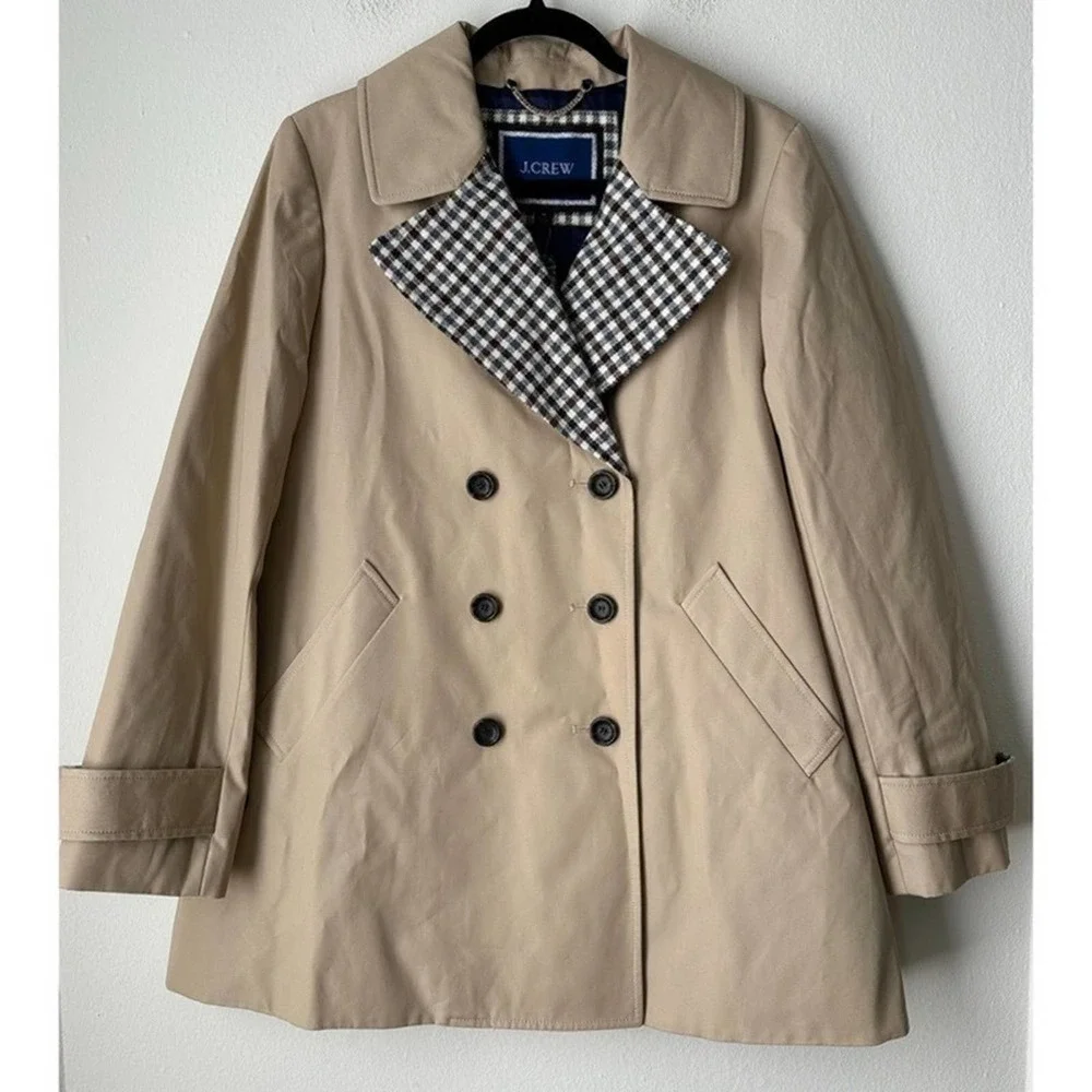 J.Crew Pleated Trench Coat Italian Wool Lapel - Picture 2 of 6